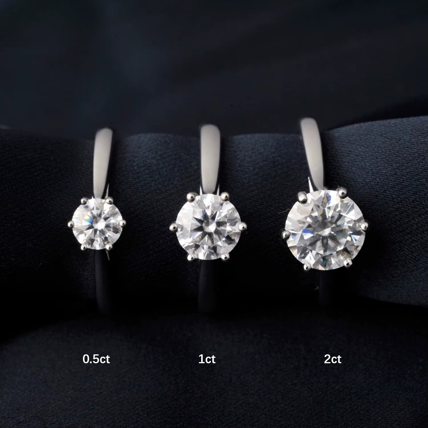 Moissanite Round Cut Sterling Silver Solitaire Engagement Ring