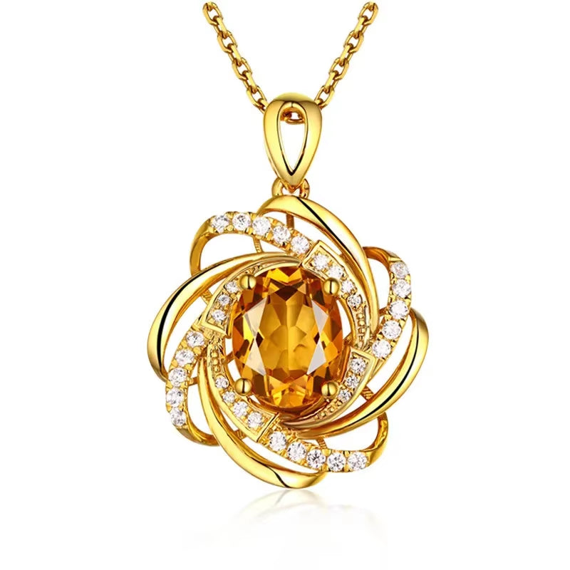  Gold Plated Cubic Zirconia Flower Necklace 