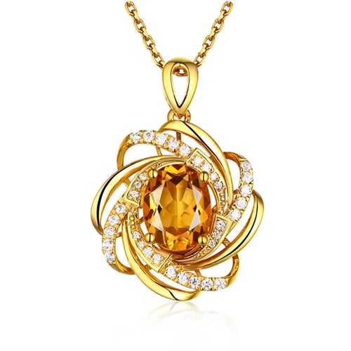  Gold Plated Cubic Zirconia Flower Necklace 