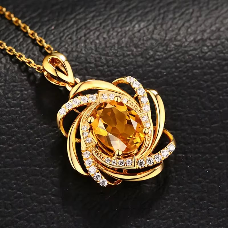  Gold Plated Cubic Zirconia Flower Necklace 