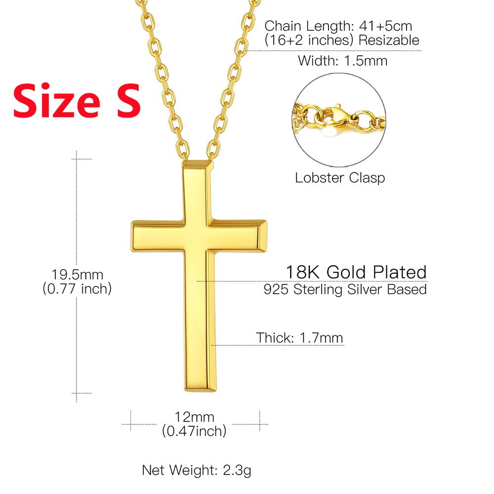 925 Sterling Silver Cross Necklaces INRI Crucifix Jesus Size S/L Plain/Cz Cross Unisex Man Women Christian Jewelry Gift