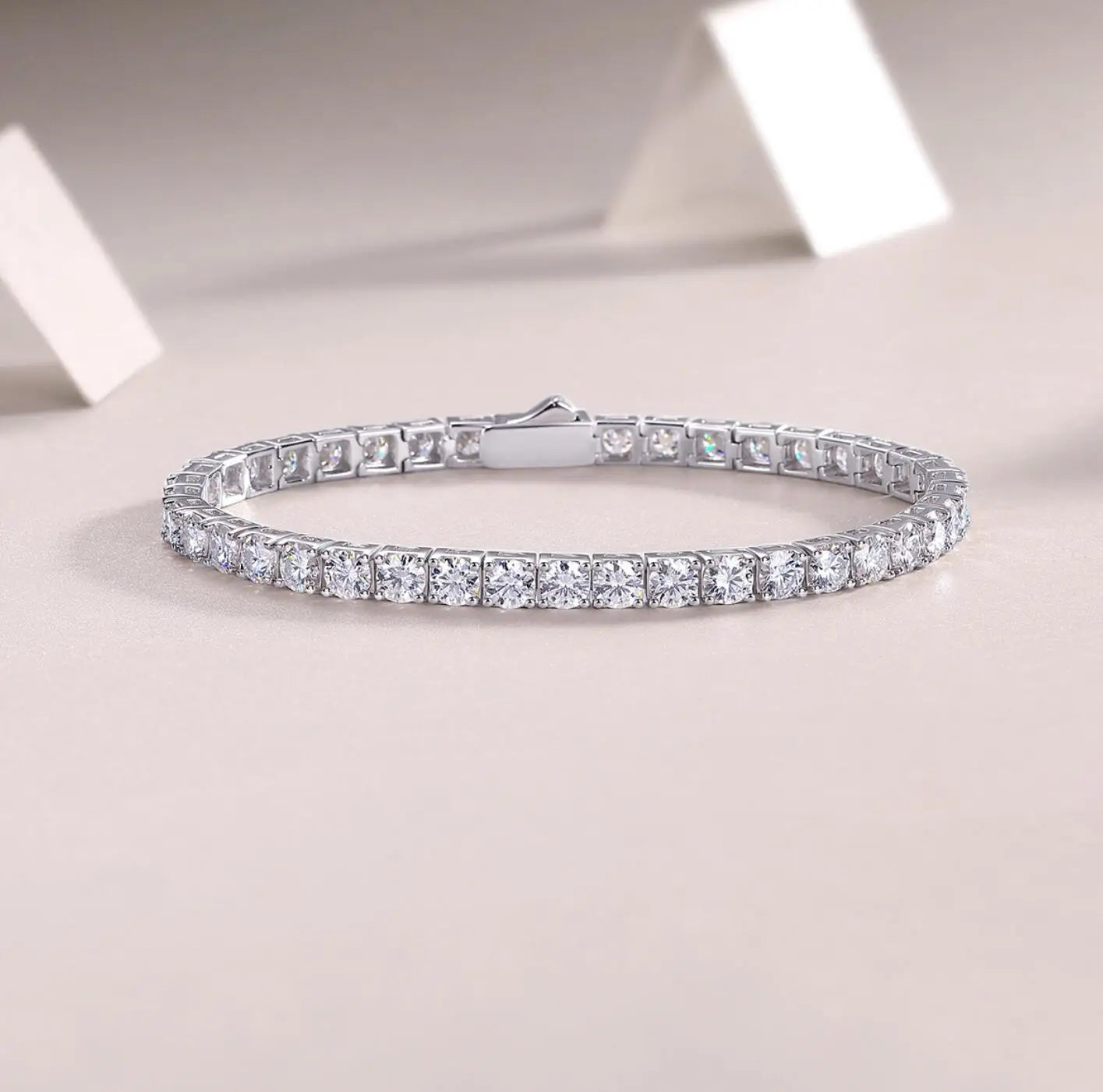 Moissanite Tennis Bracelet for Women 18K White Gold Plated S925 Sterling Silver Lab Grown Diamond Bracelet with GRA