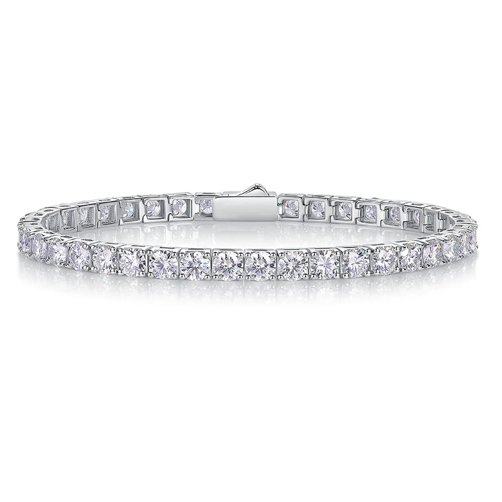 Moissanite Tennis Bracelet for Women 18K White Gold Plated S925 Sterling Silver Lab Grown Diamond Bracelet with GRA