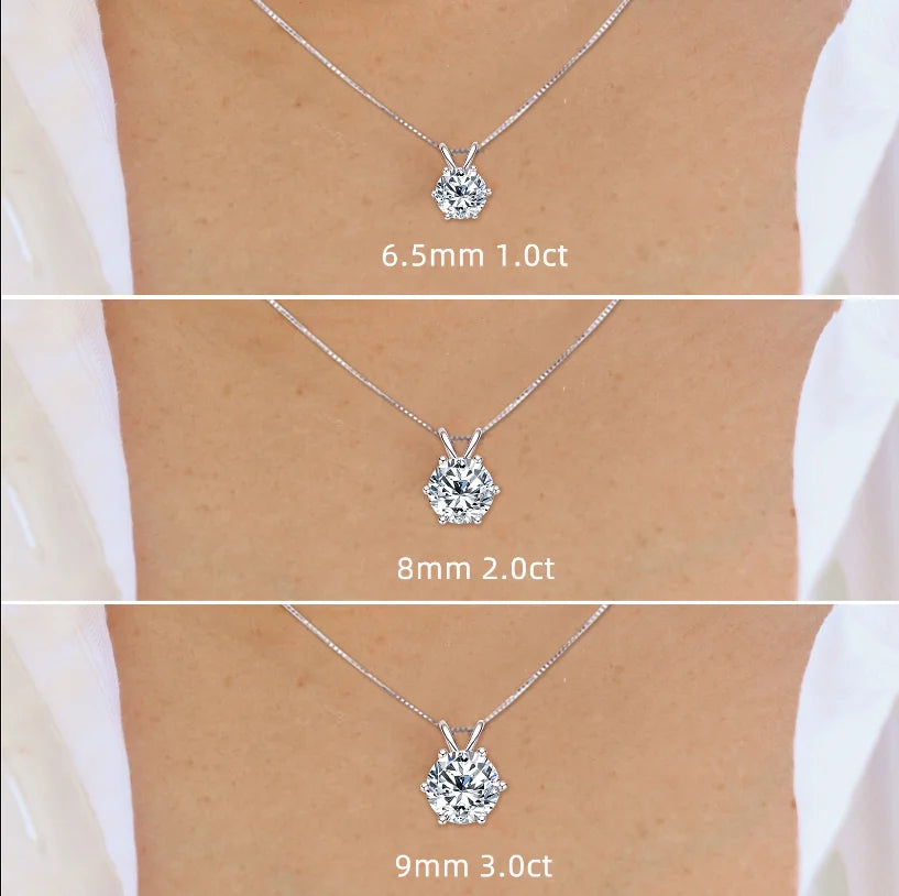 0.5Ct-5Ct Moissanite Pendant Necklace with Certificate for Women Original Real 925 Silver Chain Solitaire Drop Necklaces