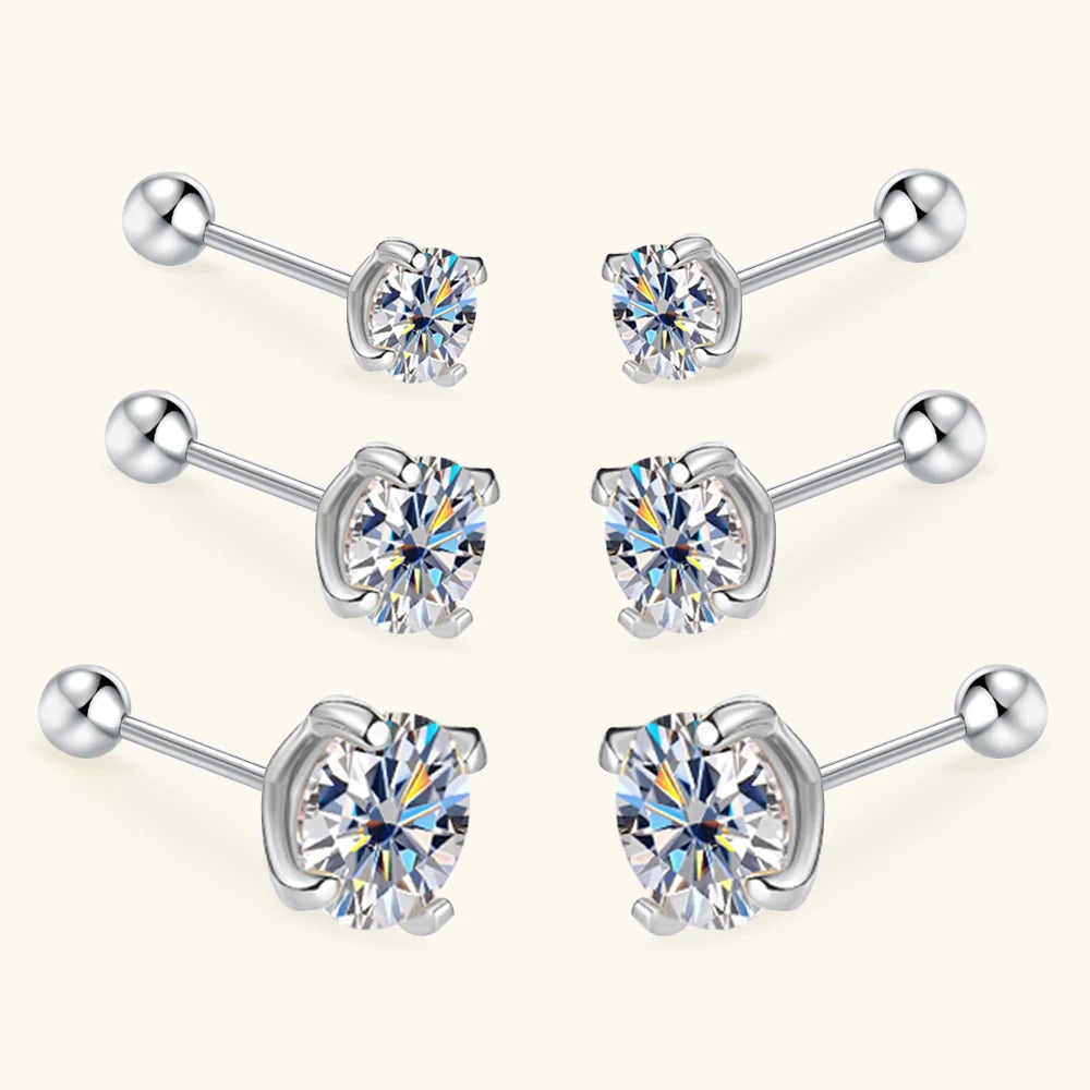 Elegant Moissanite Screw Stud Earrings