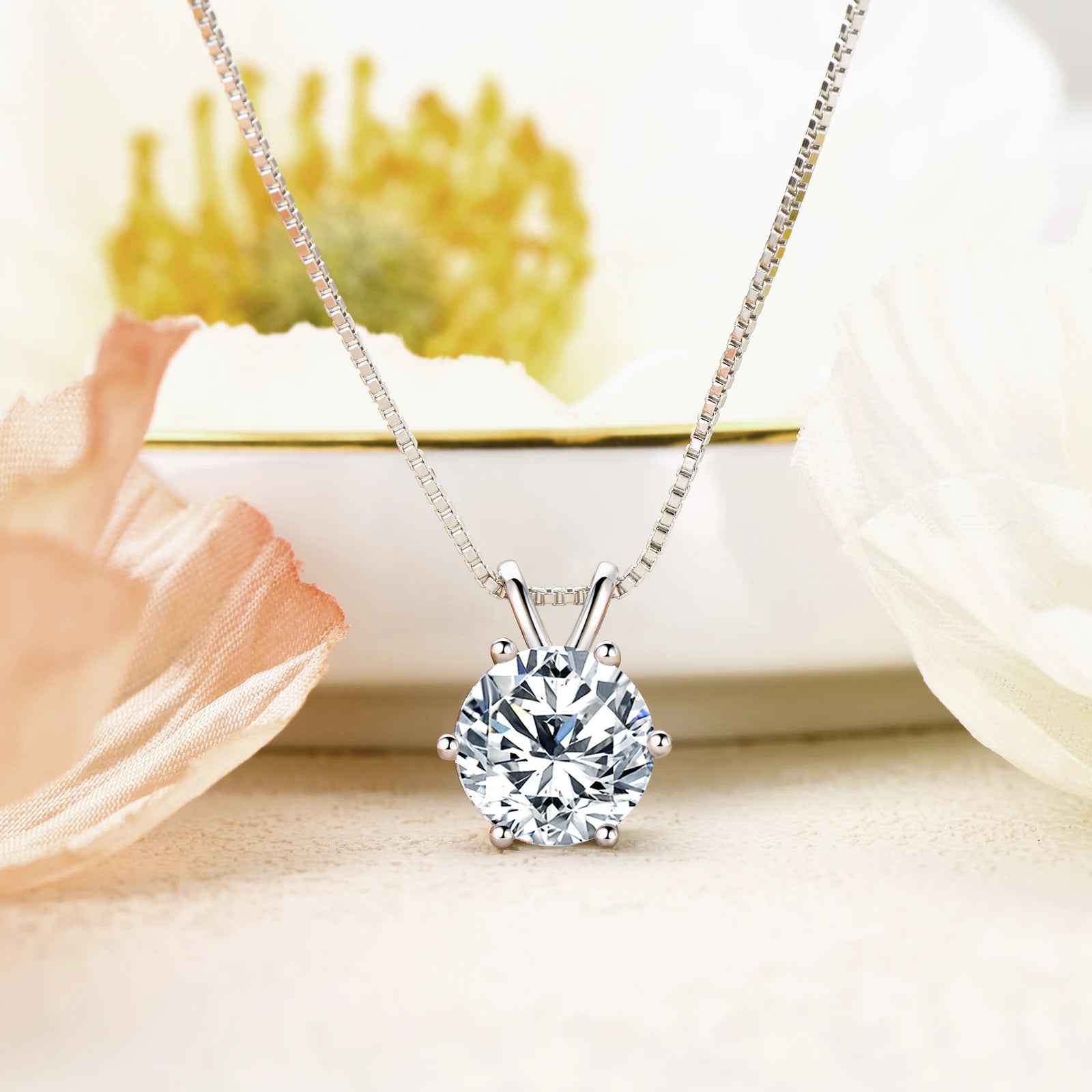 0.5Ct-5Ct Moissanite Pendant Necklace with Certificate for Women Original Real 925 Silver Chain Solitaire Drop Necklaces